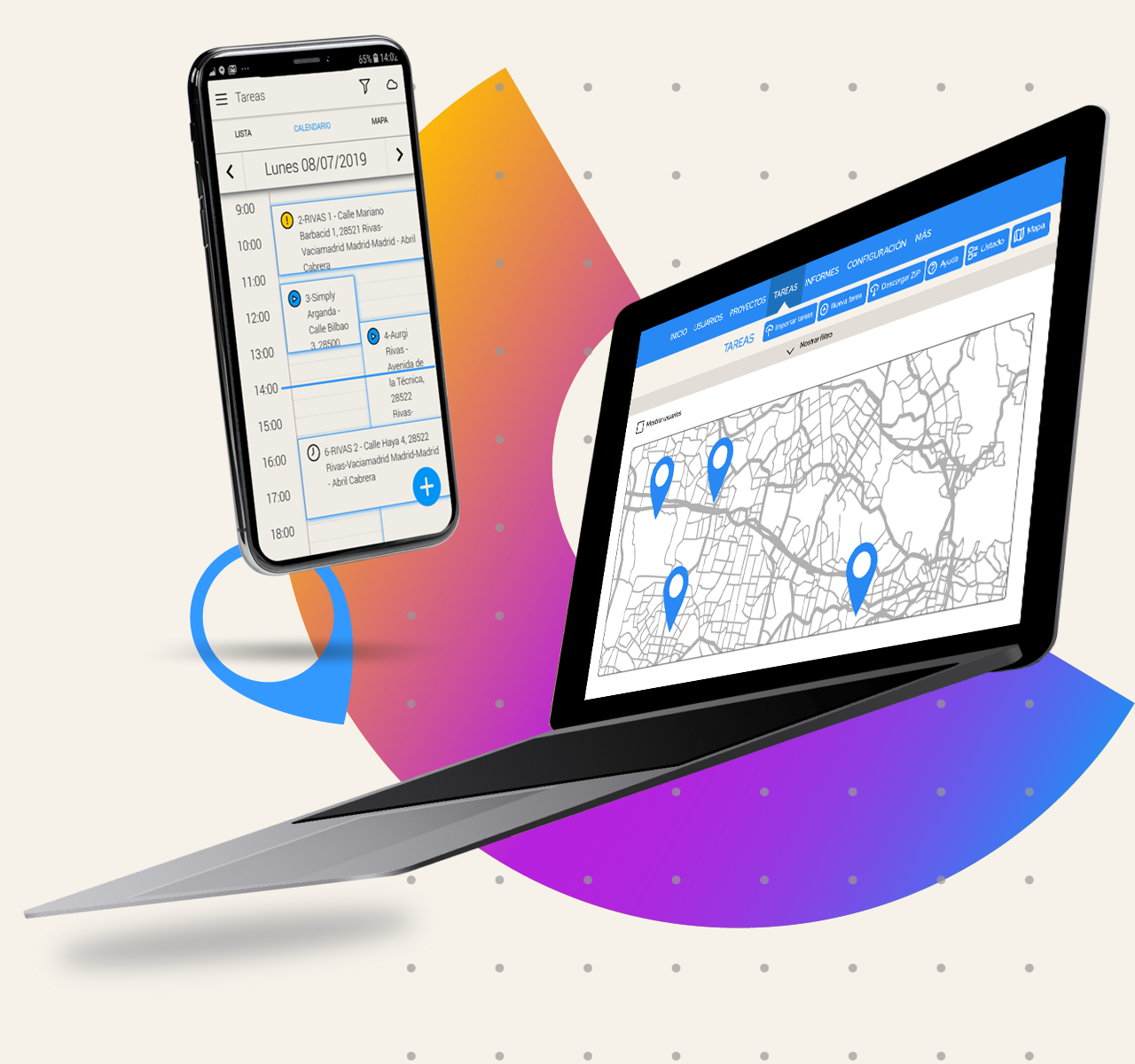 Aplicación de partes de trabajo y gestión de equipos en movilidad KRAMA GOT