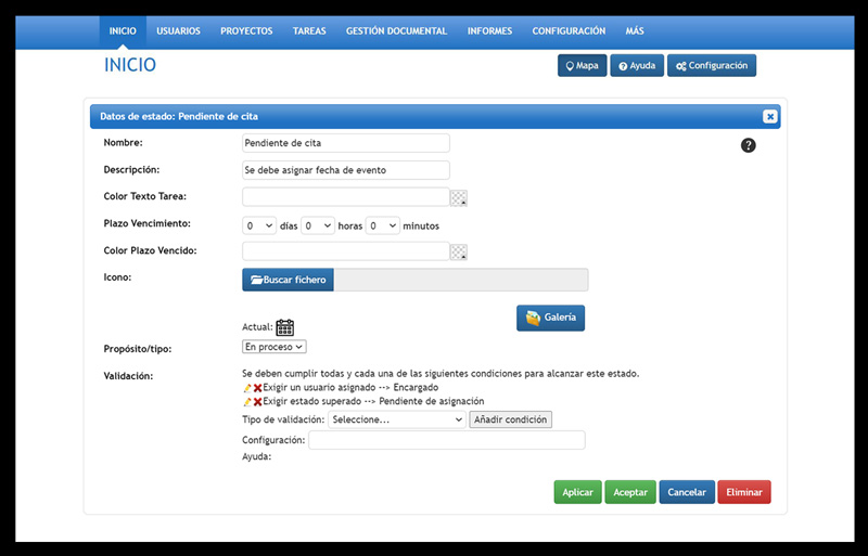 Interfaz app KRAMA GOT Estado de tarea