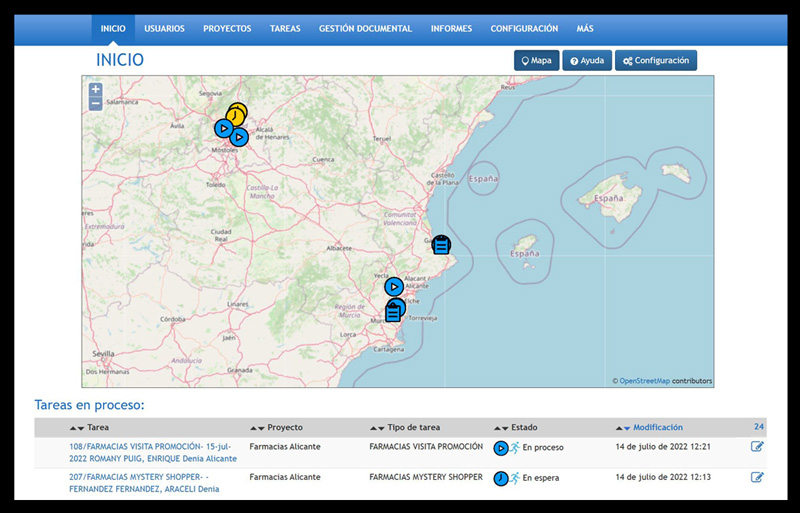App KRAMA GOT Interfaz Mapa de tareas